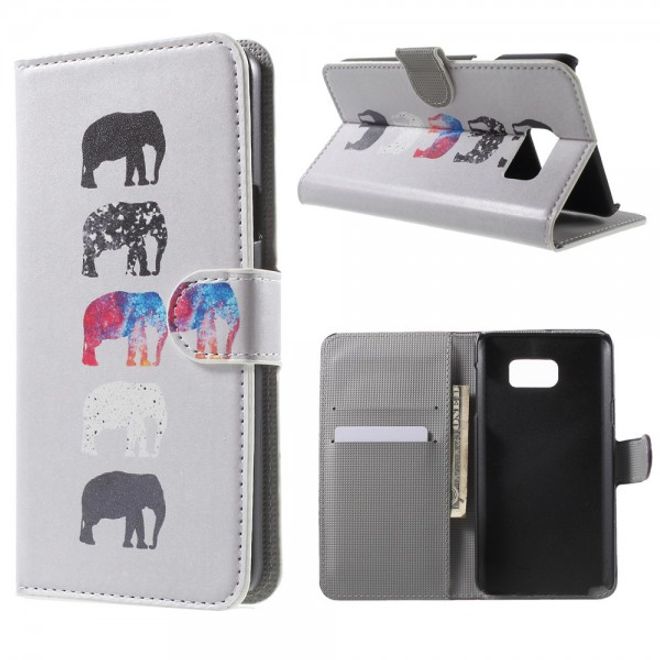 Samsung Galaxy Note 5 Leder Case mit kleinen Elefanten