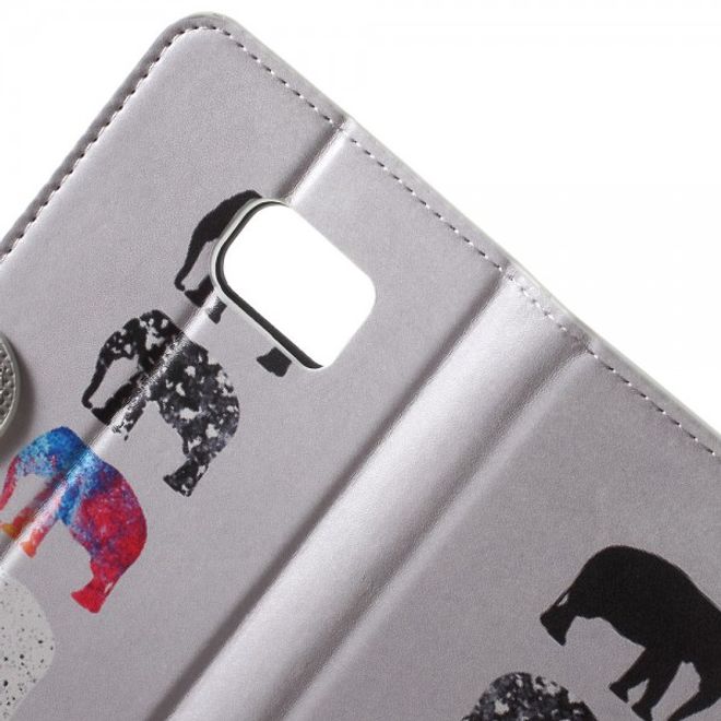 Samsung Galaxy Note 5 Leder Case mit kleinen Elefanten