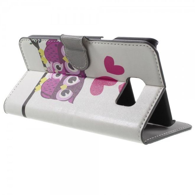 Samsung Galaxy Note 5 Leder Case mit süsser Eulenfamilie