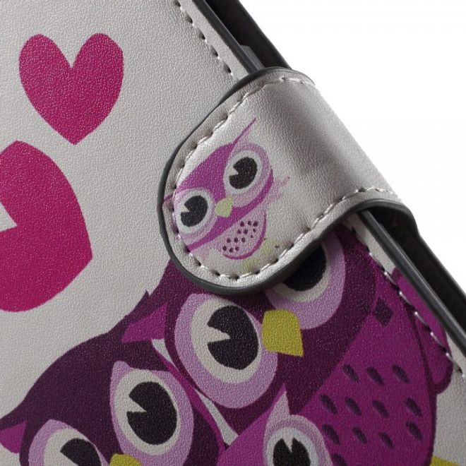Samsung Galaxy Note 5 Leder Case mit süsser Eulenfamilie