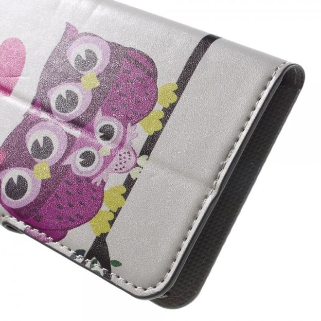 Samsung Galaxy Note 5 Leder Case mit süsser Eulenfamilie