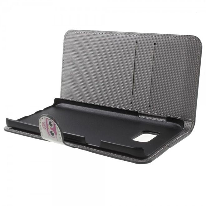 Samsung Galaxy Note 5 Leder Case mit süsser Eulenfamilie