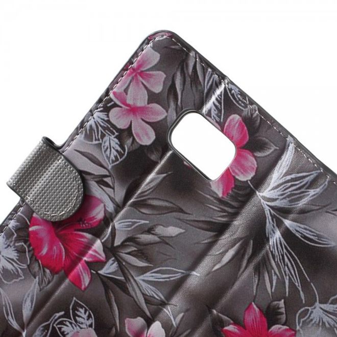 Samsung Galaxy Note 5 Leder Case mit eleganten Blumen