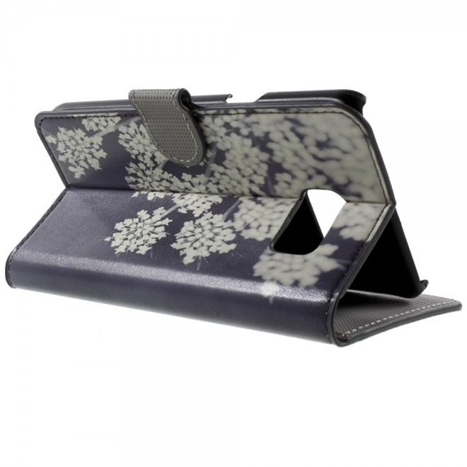 Samsung Galaxy Note 5 Leder Case mit weissen Blumen
