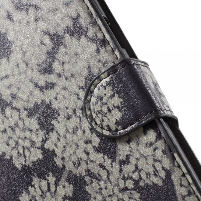 Samsung Galaxy Note 5 Leder Case mit weissen Blumen