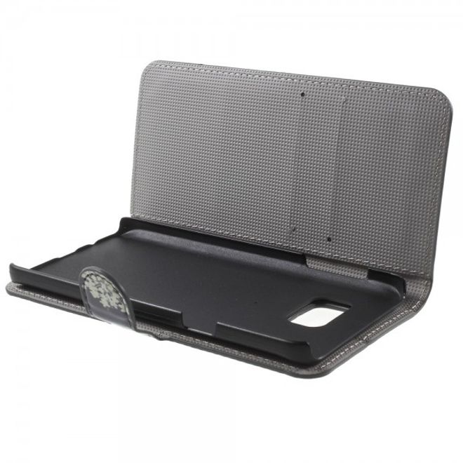 Samsung Galaxy Note 5 Leder Case mit weissen Blumen