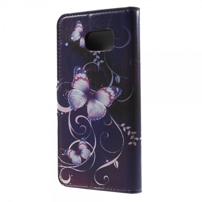 Samsung Galaxy Note 5 Leder Case mit purpurnem Schmetterling
