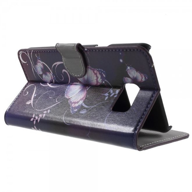 Samsung Galaxy Note 5 Leder Case mit purpurnem Schmetterling