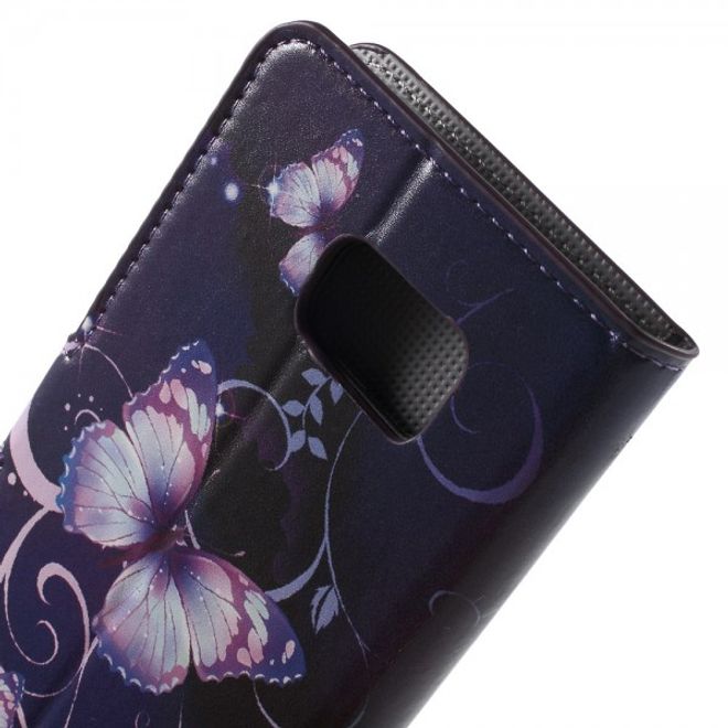 Samsung Galaxy Note 5 Leder Case mit purpurnem Schmetterling