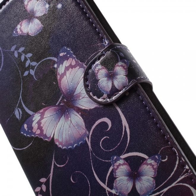 Samsung Galaxy Note 5 Leder Case mit purpurnem Schmetterling