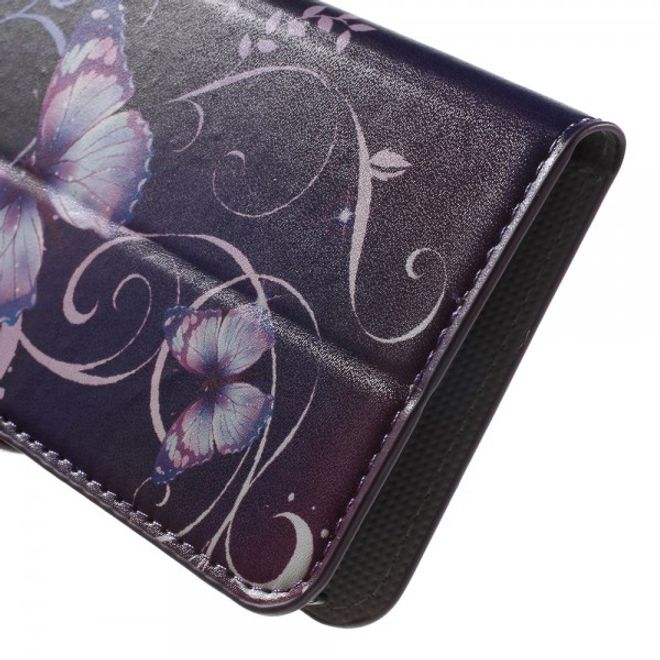 Samsung Galaxy Note 5 Leder Case mit purpurnem Schmetterling