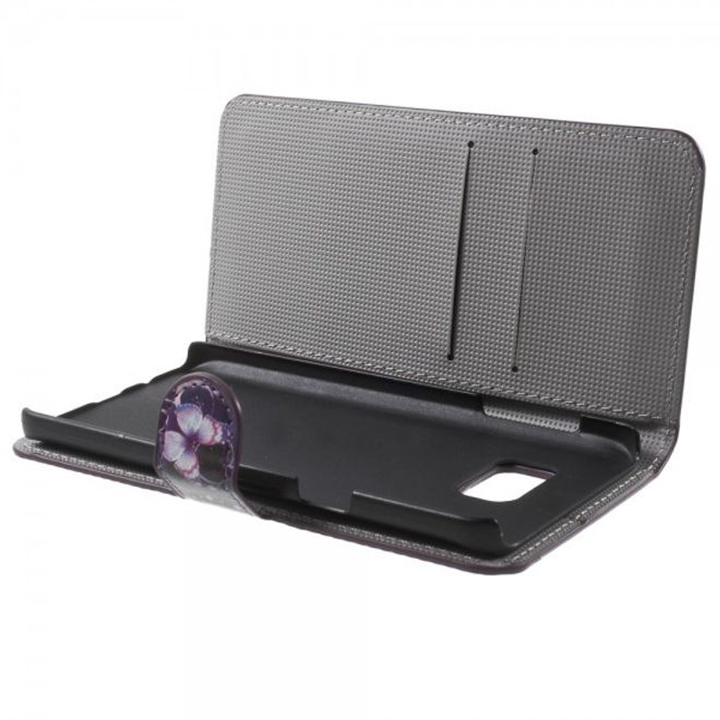 Samsung Galaxy Note 5 Leder Case mit purpurnem Schmetterling