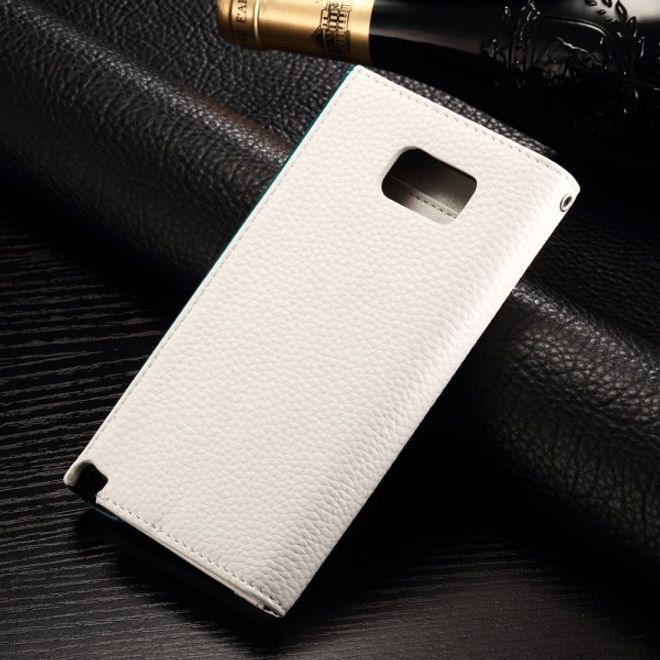 Samsung Galaxy Note 5 Modisches Leder Etui mit Standfunktion - weiss/blau