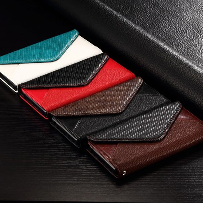 Samsung Galaxy Note 5 Modisches Leder Etui mit Standfunktion - weiss/blau