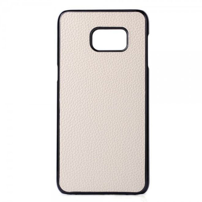 Samsung Galaxy Note 5 Hart Plastik Case mit lederartiger Oberfläche und Litchitextur - weiss