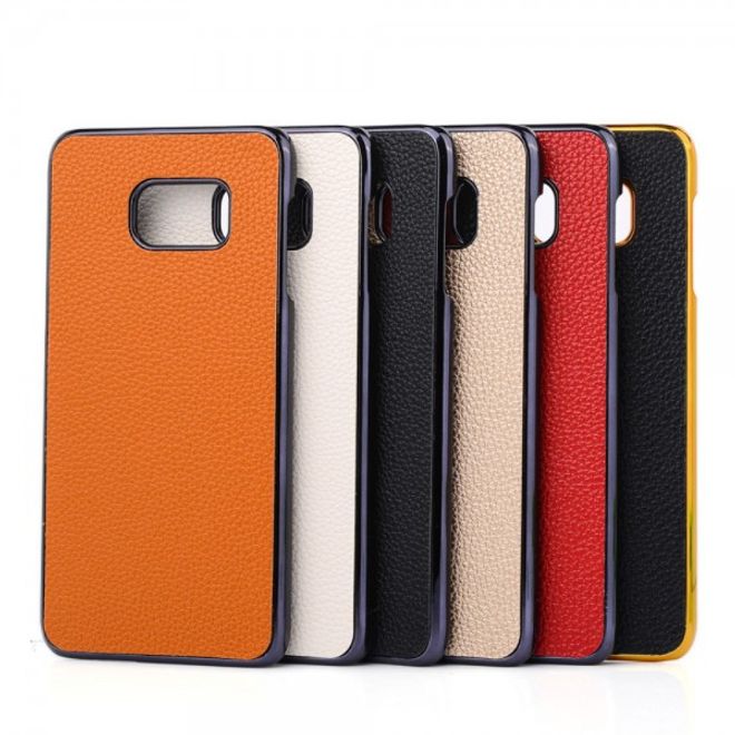 Samsung Galaxy Note 5 Hart Plastik Case mit lederartiger Oberfläche und Litchitextur - rot