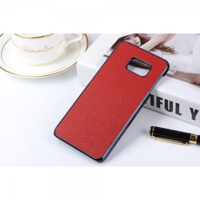 Samsung Galaxy Note 5 Hart Plastik Case mit lederartiger Oberfläche und Litchitextur - rot