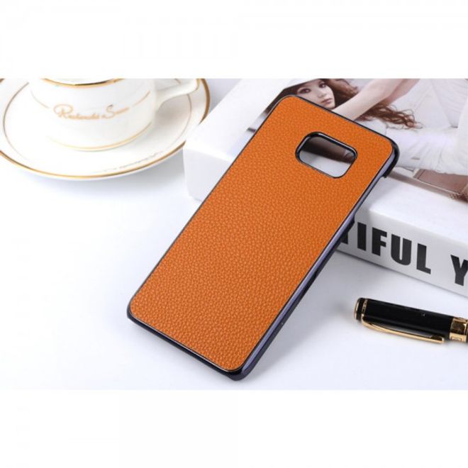 Samsung Galaxy Note 5 Hart Plastik Case mit lederartiger Oberfläche und Litchitextur - orange