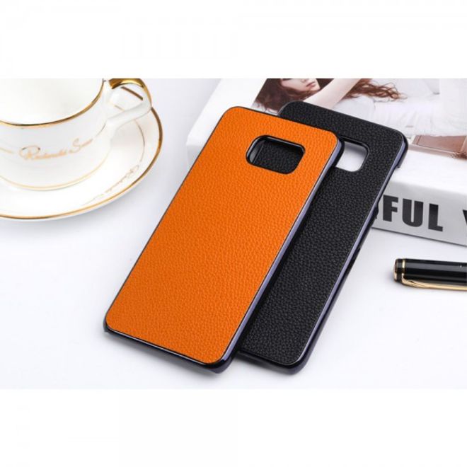 Samsung Galaxy Note 5 Hart Plastik Case mit lederartiger Oberfläche und Litchitextur - orange