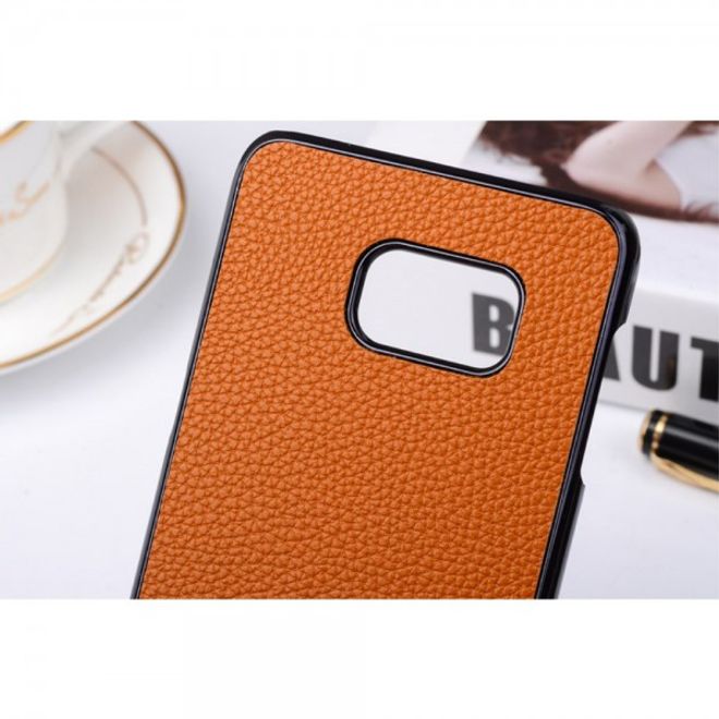 Samsung Galaxy Note 5 Hart Plastik Case mit lederartiger Oberfläche und Litchitextur - orange