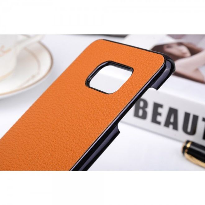 Samsung Galaxy Note 5 Hart Plastik Case mit lederartiger Oberfläche und Litchitextur - orange
