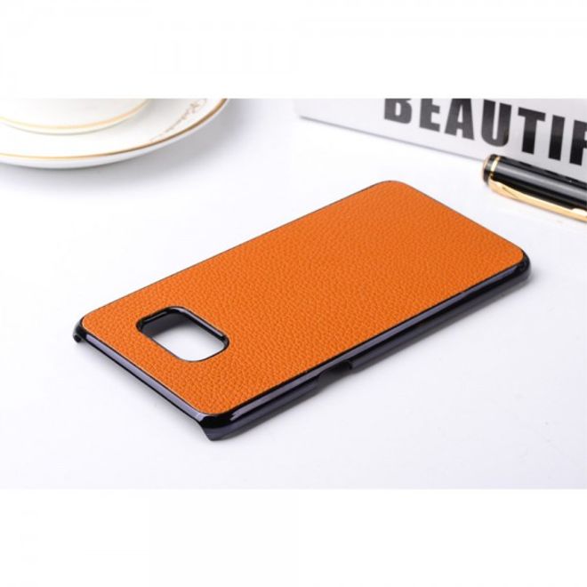 Samsung Galaxy Note 5 Hart Plastik Case mit lederartiger Oberfläche und Litchitextur - orange