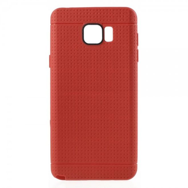Samsung Galaxy Note 5 Elastisches Plastik Case mit Maschenmuster - rot