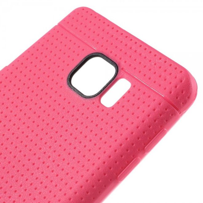 Samsung Galaxy Note 5 Elastisches Plastik Case mit Maschenmuster - rosa
