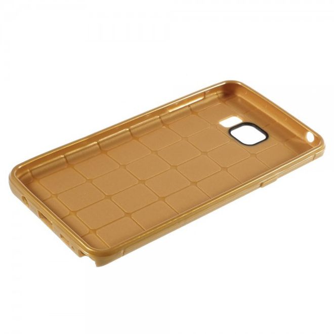 Samsung Galaxy Note 5 Elastisches Plastik Case mit Maschenmuster - gold