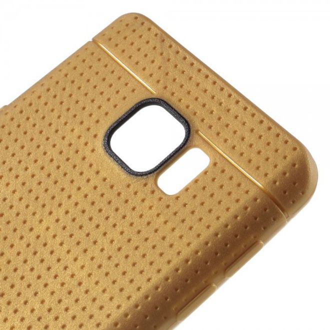 Samsung Galaxy Note 5 Elastisches Plastik Case mit Maschenmuster - gold