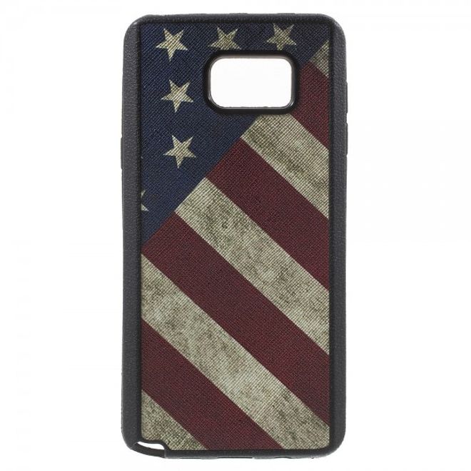 Samsung Galaxy Note 5 Elastisches Plastik Case mit USA Flagge retro-style