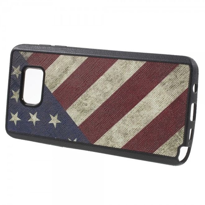 Samsung Galaxy Note 5 Elastisches Plastik Case mit USA Flagge retro-style
