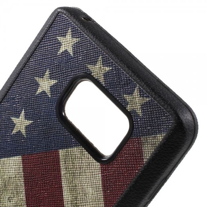Samsung Galaxy Note 5 Elastisches Plastik Case mit USA Flagge retro-style