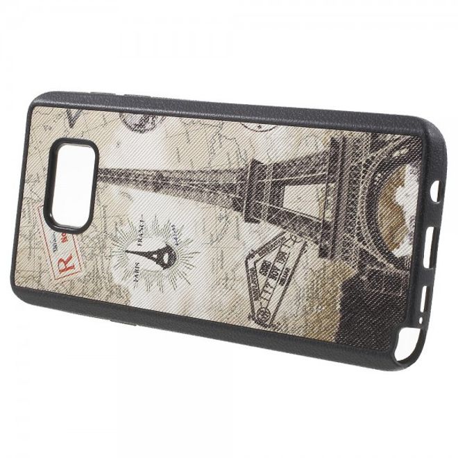 Samsung Galaxy Note 5 Elastisches Plastik Case mit Eiffelturm und Kartenmuster