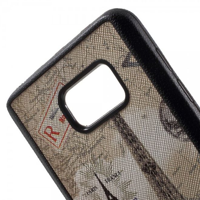 Samsung Galaxy Note 5 Elastisches Plastik Case mit Eiffelturm und Kartenmuster