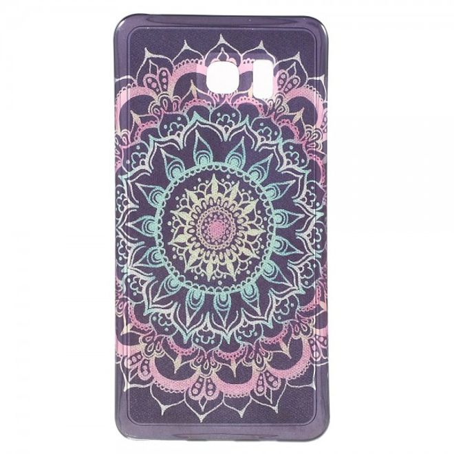 Samsung Galaxy Note 5 Elastisches, leicht glänzendes Plastik Case mit Mandala Blumen