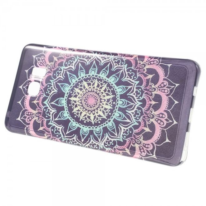 Samsung Galaxy Note 5 Elastisches, leicht glänzendes Plastik Case mit Mandala Blumen