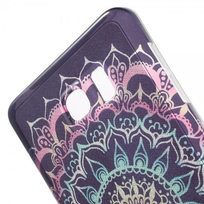 Samsung Galaxy Note 5 Elastisches, leicht glänzendes Plastik Case mit Mandala Blumen