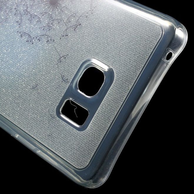 Samsung Galaxy Note 5 Elastisches, leicht glänzendes Plastik Case mit fliegendem Löwenzahn