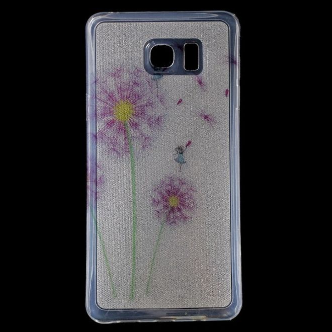 Samsung Galaxy Note 5 Elastisches, leicht glänzendes Plastik Case mit purpurnem Löwenzahn