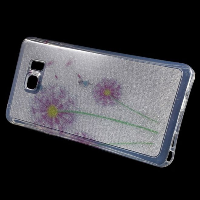 Samsung Galaxy Note 5 Elastisches, leicht glänzendes Plastik Case mit purpurnem Löwenzahn
