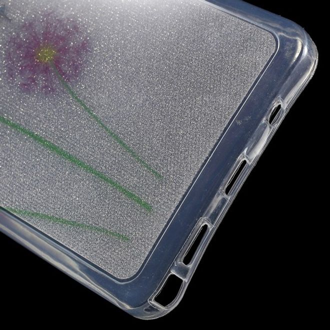 Samsung Galaxy Note 5 Elastisches, leicht glänzendes Plastik Case mit purpurnem Löwenzahn