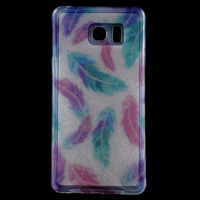 Samsung Galaxy Note 5 Elastisches, leicht glänzendes Plastik Case mit farbigen Federn