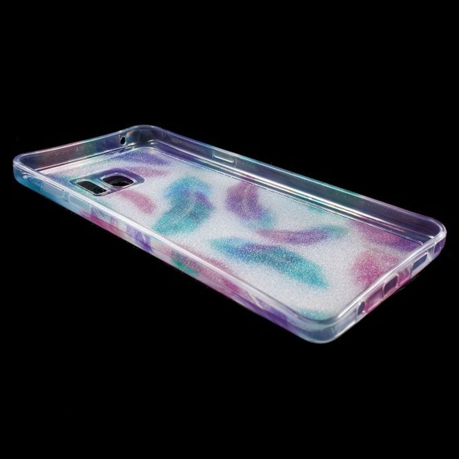 Samsung Galaxy Note 5 Elastisches, leicht glänzendes Plastik Case mit farbigen Federn