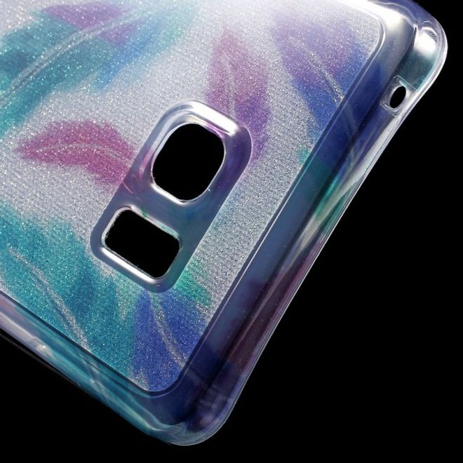 Samsung Galaxy Note 5 Elastisches, leicht glänzendes Plastik Case mit farbigen Federn
