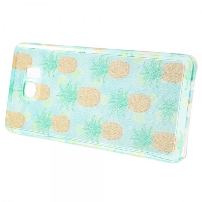 Samsung Galaxy Note 5 Elastisches, leicht glänzendes Plastik Case mit gelber Ananas