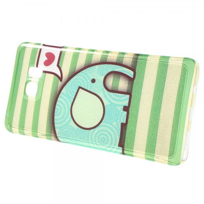 Samsung Galaxy Note 5 Elastisches, leicht glänzendes Plastik Case mit süssem Elefanten und Streifen