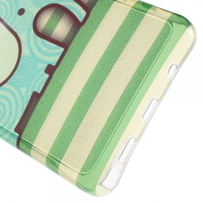 Samsung Galaxy Note 5 Elastisches, leicht glänzendes Plastik Case mit süssem Elefanten und Streifen