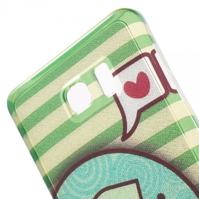 Samsung Galaxy Note 5 Elastisches, leicht glänzendes Plastik Case mit süssem Elefanten und Streifen