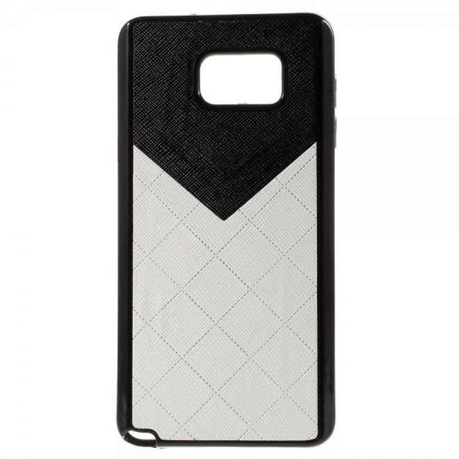 Samsung Galaxy Note 5 Zweifarbiges Plastik Case mit Lederüberzug - weiss